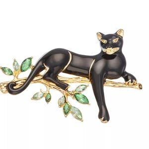 Napier Gold Tone Pin Into Summer Cougar Pin
